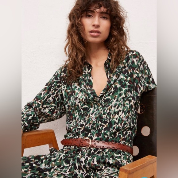 Gerard Darel Tops - Gerard Darel Paris Silk Camo Blouse